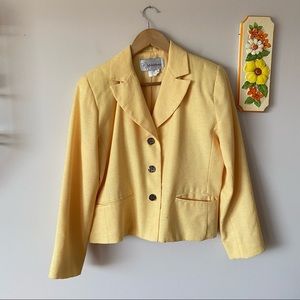 Vintage Yellow Sunflower Button Blazer Spring Jacket